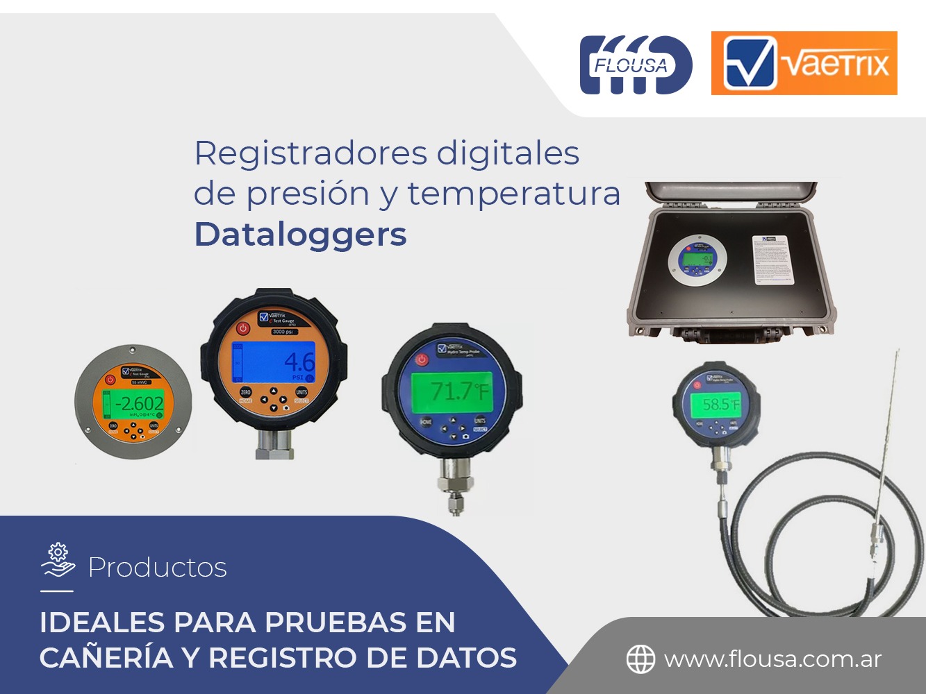 Registradores digitales de presión y temperatura - Vaetrix - FLOUSA